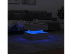 Mesa De Centro| Mesa de centro | Mesa de apoio com luzes LED 50x50x40 cm sonoma cinza-claro Cinzento
