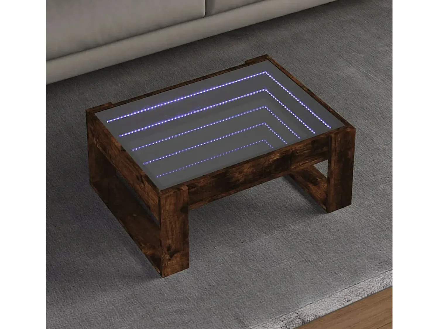 Best Mesa de centro | Mesa de apoio luzes LED Infinity 70x53x30 cm carvalho fumado Castanho