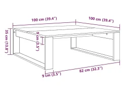 Mesa de centro | Mesa de apoio 100x100x35 cm derivados madeira carvalho artisiano^ Mesa De Centro