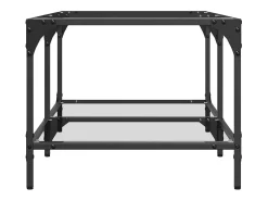 Mesa De Centro| Mesa de centro | Mesa de apoio c/ topo em vidro 98.5x50x40 cm aço Transparente