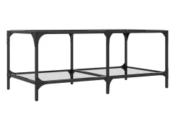 Mesa De Centro| Mesa de centro | Mesa de apoio c/ topo em vidro 98.5x50x40 cm aço Transparente