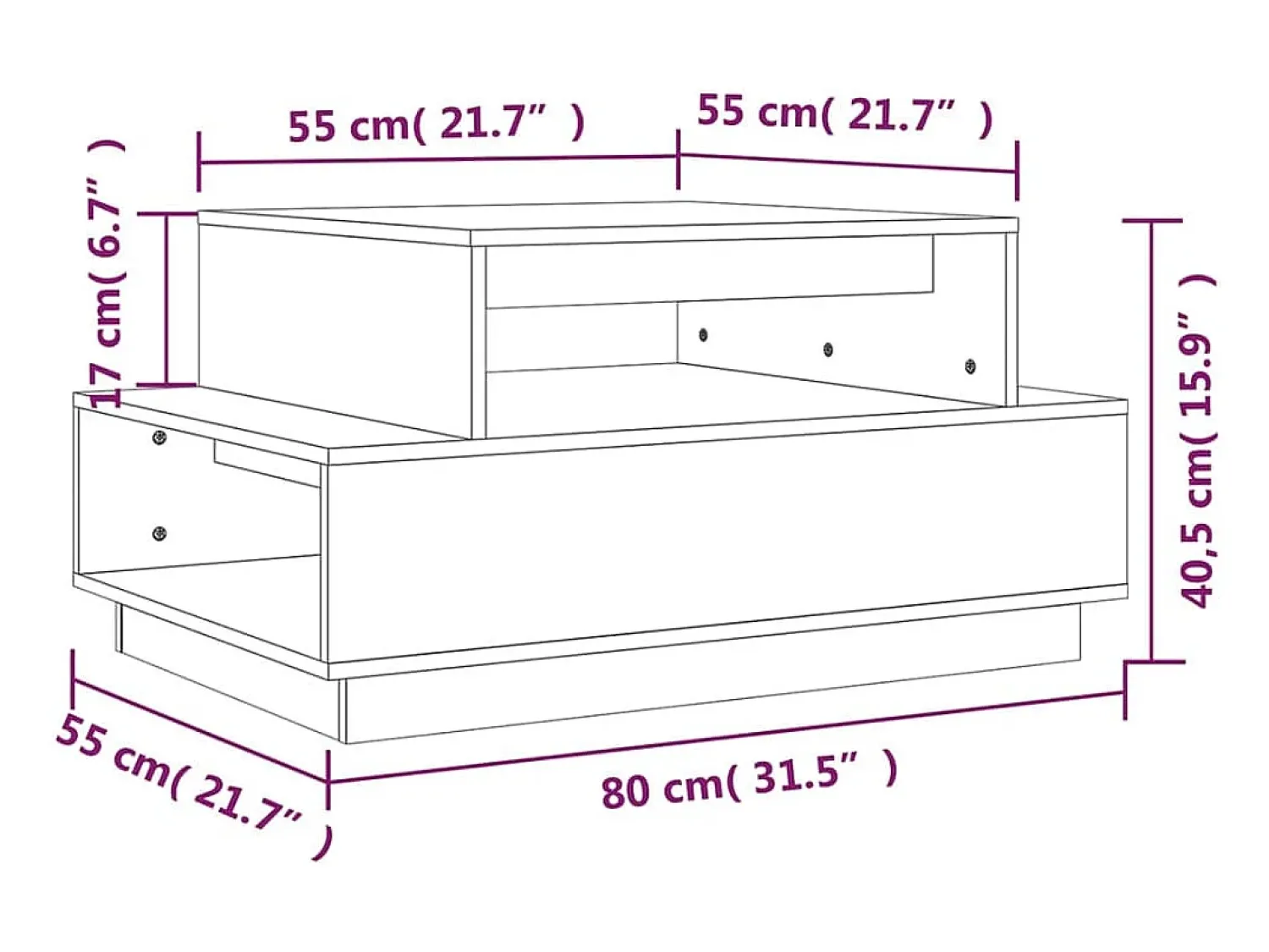 Mesa de centro | Mesa de apoio 80x55x40.5 cm madeira de pinho maciça^ Mesa De Centro