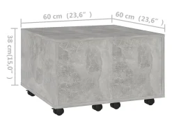 New Mesa de centro | Mesa de apoio 60x60x38cm derivados de madeira cimento Cinzento