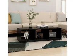 New Mesa de centro | Mesa de apoio 110x50x34 cm madeira de pinho maciça Preto