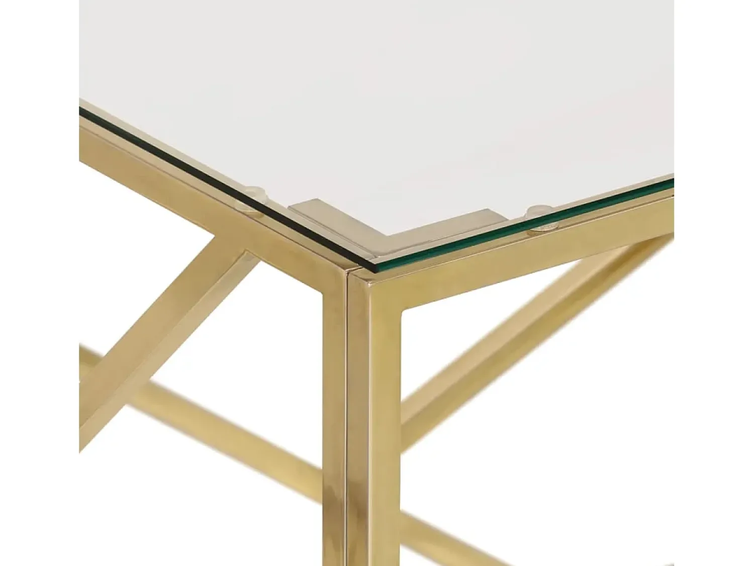 Mesa de centro | Mesa de apoio aço inoxidável e vidro temperado dourado^ Mesa De Centro