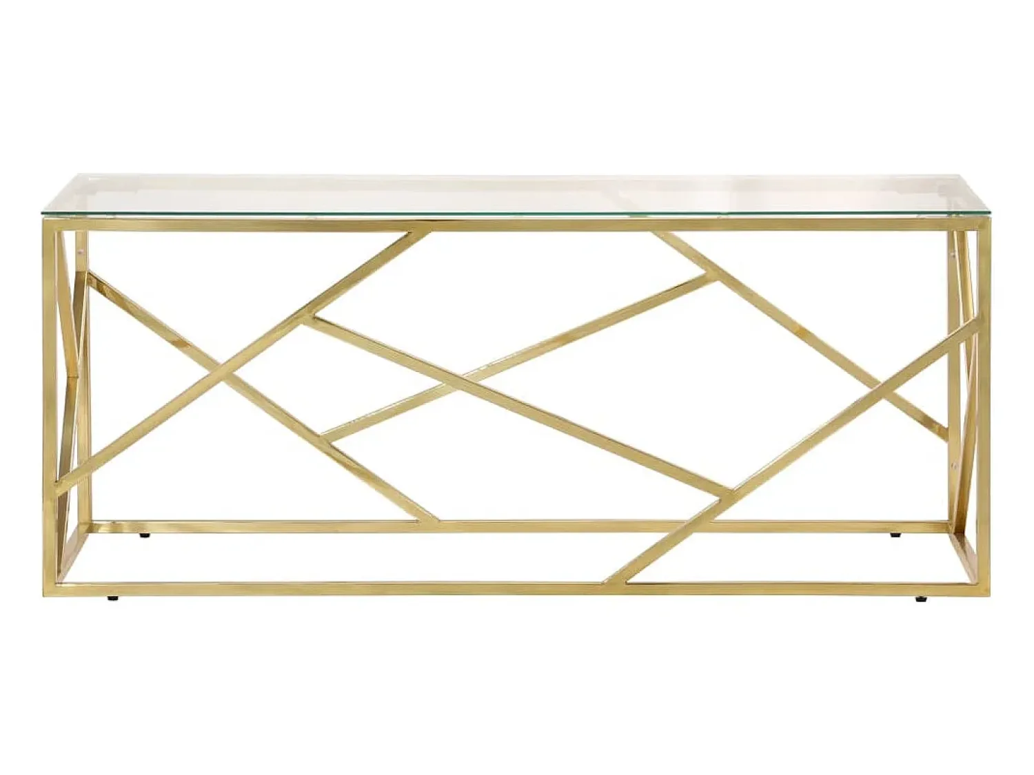 Mesa de centro | Mesa de apoio aço inoxidável e vidro temperado dourado^ Mesa De Centro