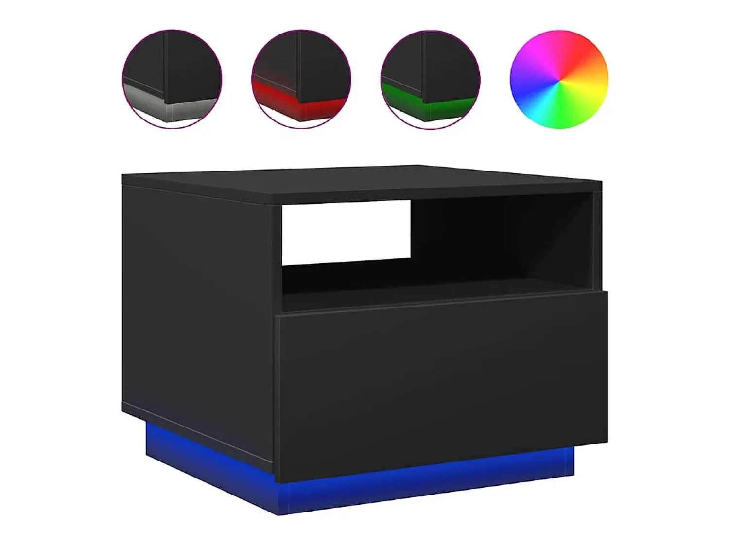 Discount Mesa de centro | Mesa de apoio com luzes LED 50x49x40 cm Preto