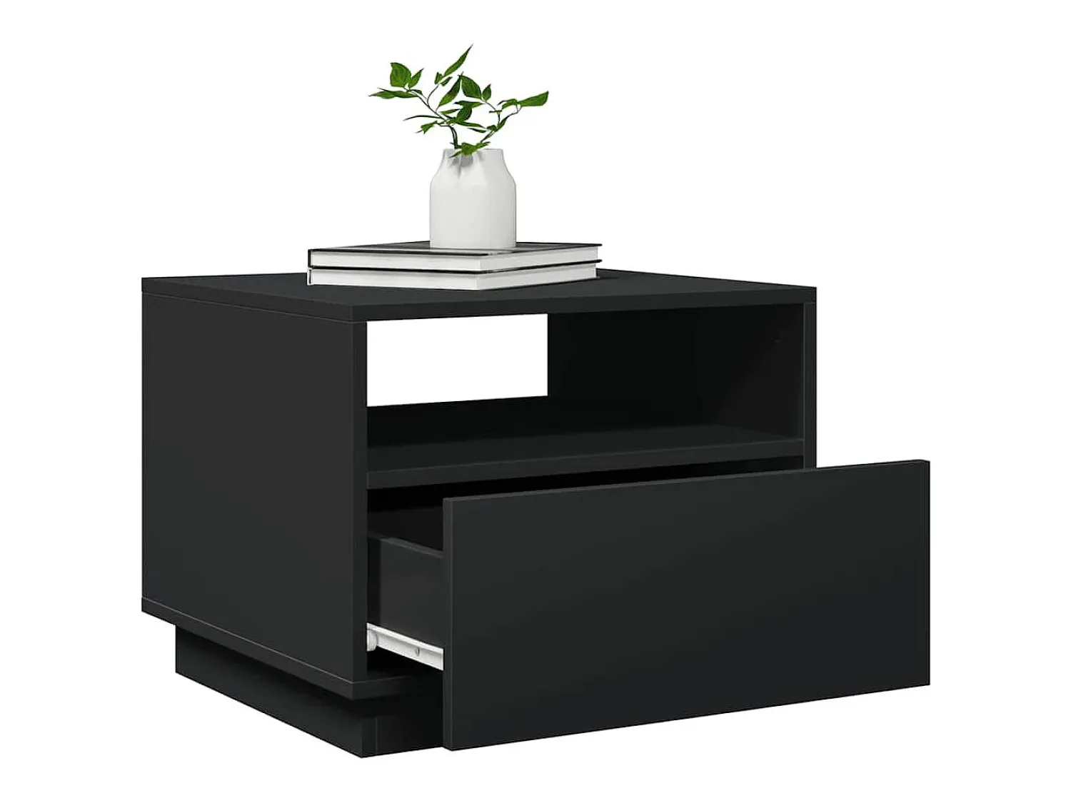 Discount Mesa de centro | Mesa de apoio com luzes LED 50x49x40 cm Preto