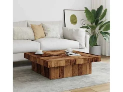 Discount Mesa de centro | Mesa de apoio 90x90x28 cm derivados de madeira madeira velha Castanho