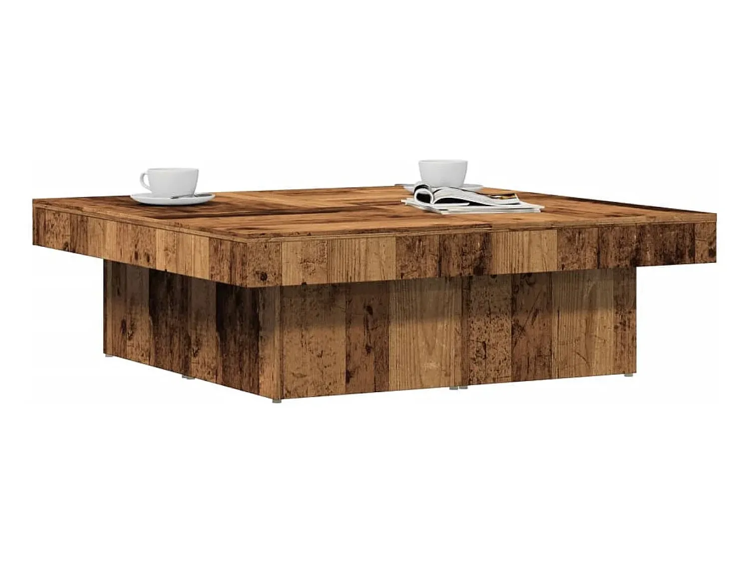 Discount Mesa de centro | Mesa de apoio 90x90x28 cm derivados de madeira madeira velha Castanho