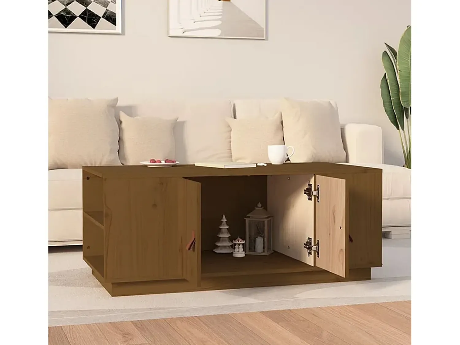 Online Mesa de centro | Mesa de apoio 100x50x41 cm pinho maciço mel Castanho