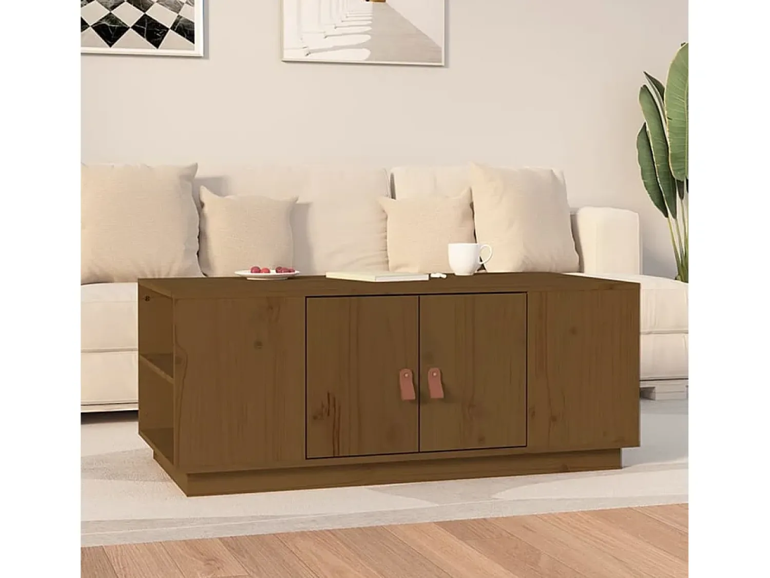 Online Mesa de centro | Mesa de apoio 100x50x41 cm pinho maciço mel Castanho