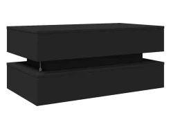 Mesa De Centro| Mesa de centro | Mesa de apoio com luzes LED 90x50x40 cm Preto
