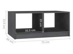 Mesa De Centro| Mesa de centro | Mesa de apoio 75x50x33.5 cm madeira de pinho maciça Cinzento