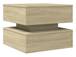 Mesa De Centro| Mesa de centro | Mesa de apoio com luzes LED 50x50x40 cm carvalho sonoma Castanho