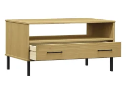 Mesa De Centro| Mesa de centro | Mesa de apoio c/ pernas de metal 85x50x45cm OSLO madeira Castanho
