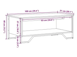 Mesa De Centro* Mesa de centro | Mesa de apoio 100x51x40 cm derivados de madeira Preto