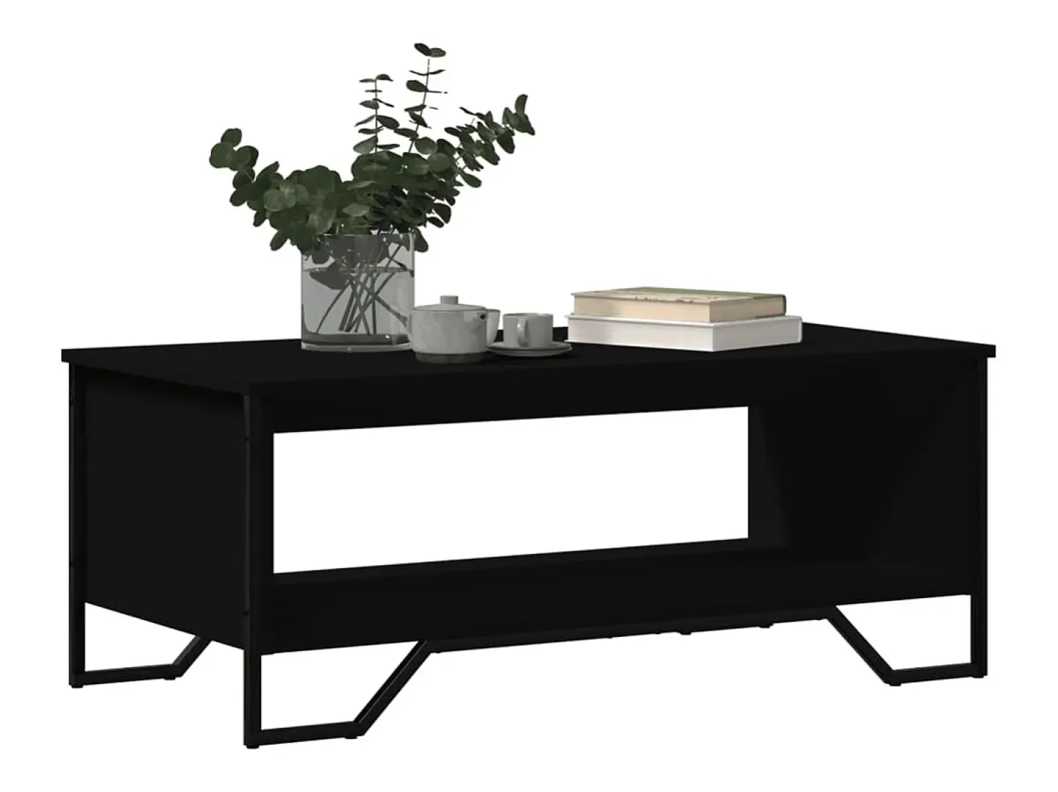 Mesa De Centro* Mesa de centro | Mesa de apoio 100x51x40 cm derivados de madeira Preto
