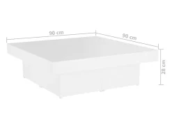Mesa De Centro* Mesa de centro | Mesa de apoio 90x90x28 cm derivados de madeira Branco