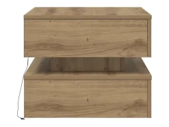 Mesa De Centro| Mesa de centro | Mesa de apoio com luzes LED 50x50x40 cm carvalho artisiano Castanho
