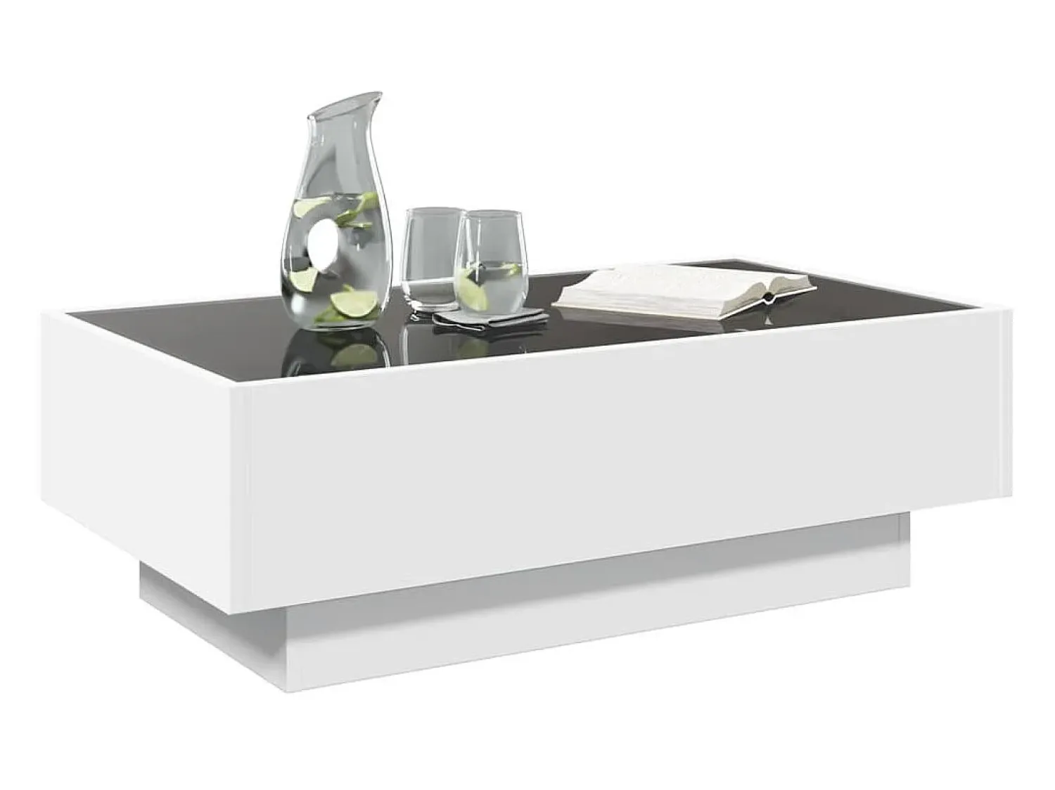 Mesa De Centro| Mesa de centro | Mesa de apoio c/ LEDs 90x50x30 cm derivados de madeira Branco