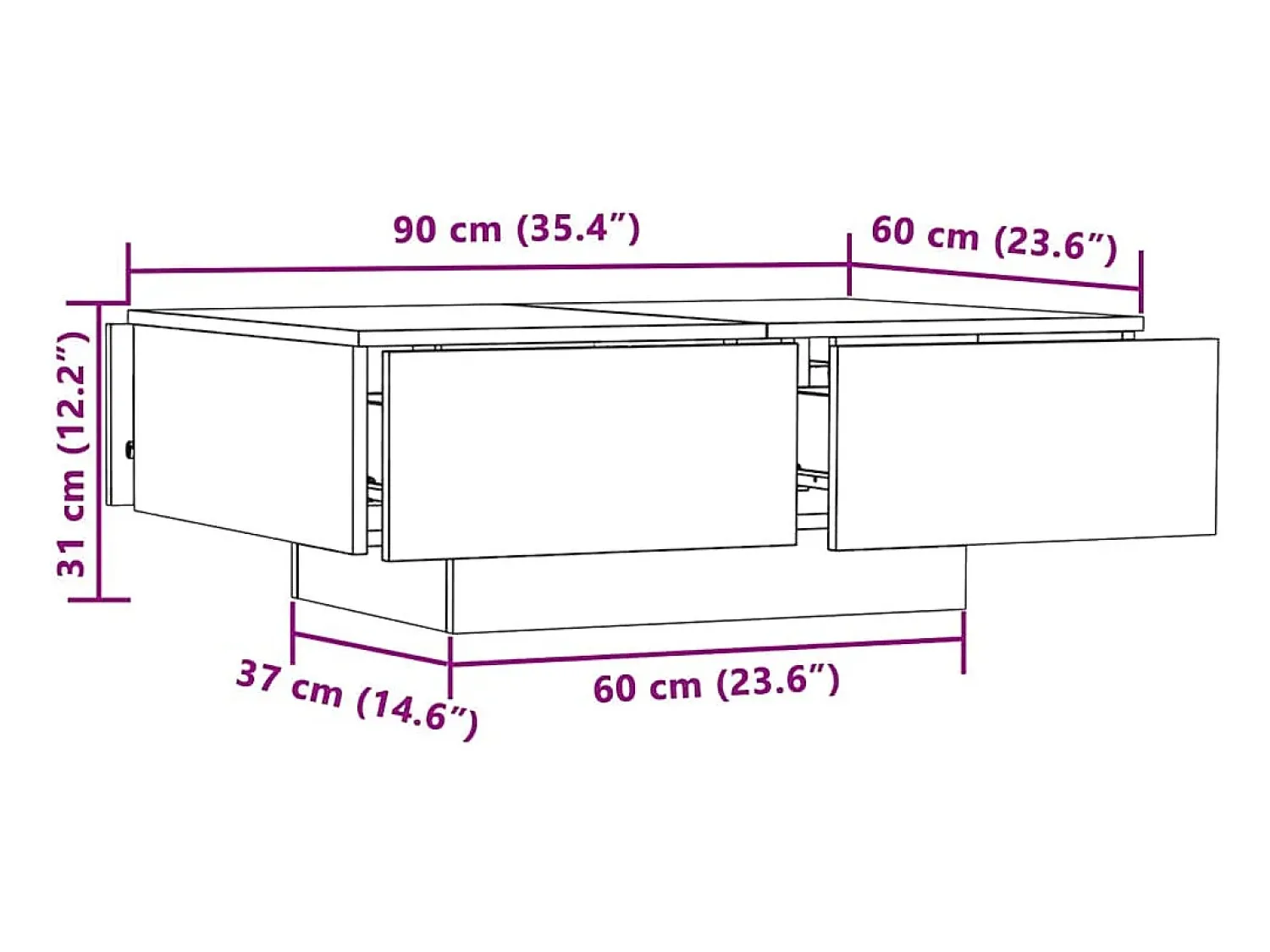 Mesa De Centro| Mesa de centro | Mesa de apoio 90x60x31 cm derivados de madeira carvalho sonoma Castanho