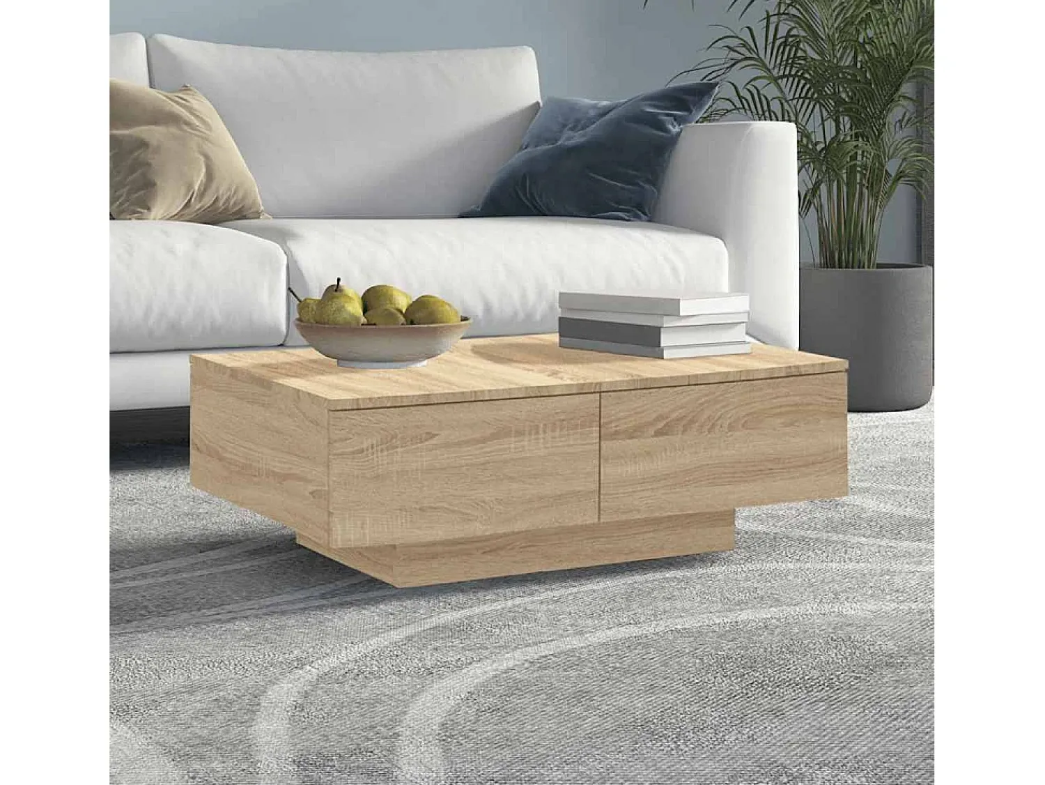 Mesa De Centro| Mesa de centro | Mesa de apoio 90x60x31 cm derivados de madeira carvalho sonoma Castanho