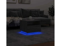 Mesa De Centro| Mesa de centro | Mesa de apoio com luzes LED 50x49x40 cm sonoma Cinzento