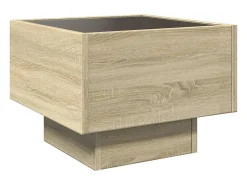 Mesa de centro | Mesa de apoio c/ LEDs 40x40x30 cm derivados de madeira^ Mesa De Centro