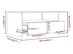 Mesa De Centro* Mesa de centro | Mesa de apoio 102x55x42 cm derivados de madeira Branco