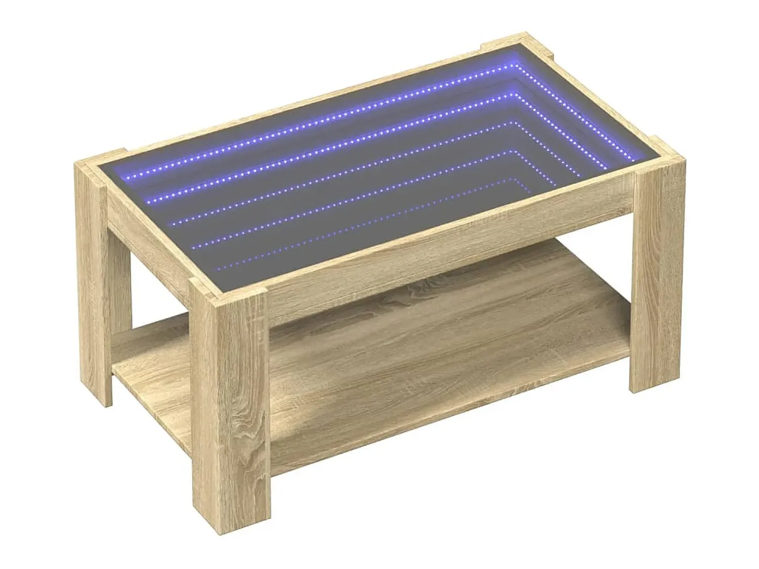 Mesa De Centro| Mesa de centro | Mesa de apoio c/ LEDs 93x53x45 cm madeira processada Castanho
