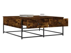 Mesa De Centro| Mesa de centro | Mesa de apoio 100x99x40 cm derivados madeira carvalho fumado Castanho