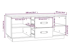 Mesa De Centro| Mesa de centro | Mesa de apoio 100x50x41 cm pinho maciço mel Castanho