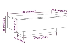 Mesa de centro | Mesa de apoio 100x49.5x31 cm derivados madeira carvalho fumado^ Mesa De Centro