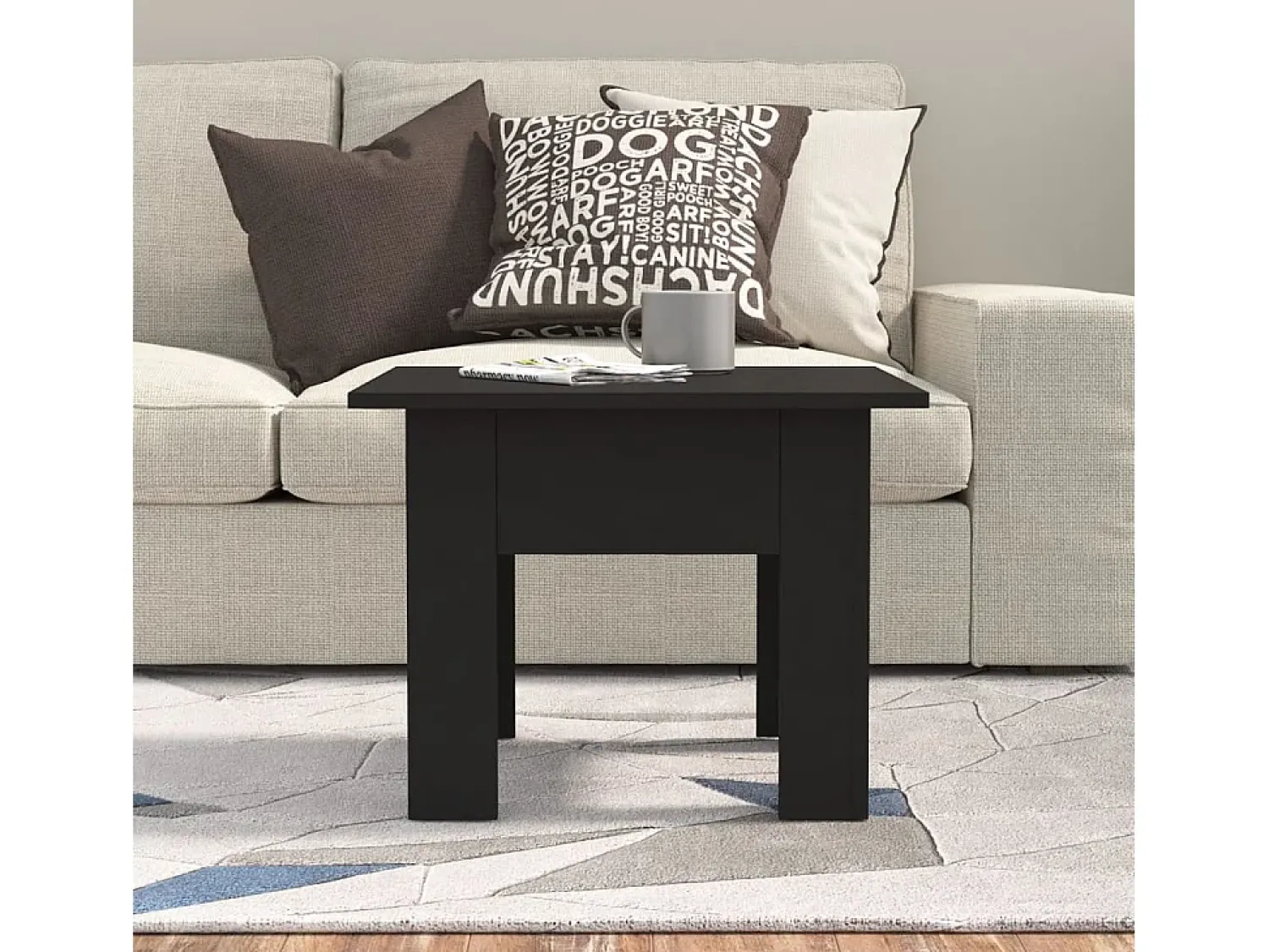 Clearance Mesa de centro | Mesa de apoio 55x55x42cm derivados de madeira Preto