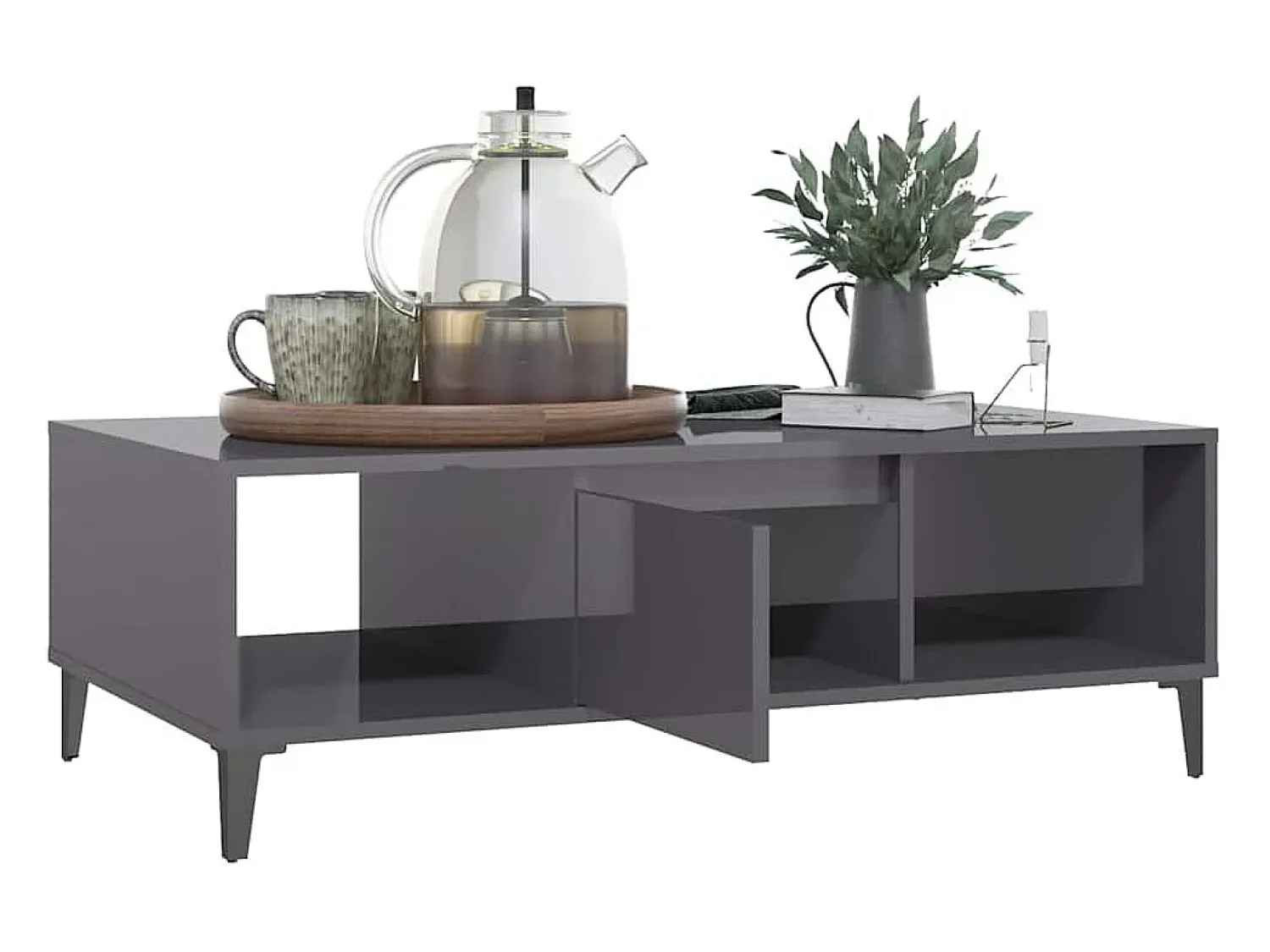 Mesa De Centro| Mesa de centro | Mesa de apoio derivados de madeira cinza brilhante Cinzento