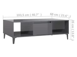 Mesa De Centro| Mesa de centro | Mesa de apoio derivados de madeira cinza brilhante Cinzento