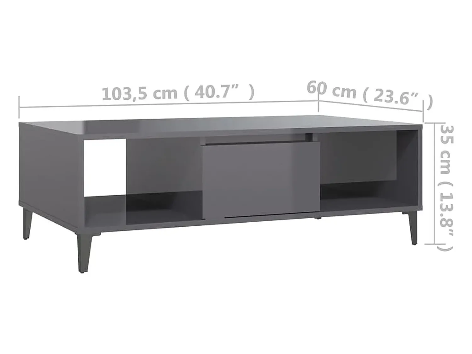 Mesa De Centro| Mesa de centro | Mesa de apoio derivados de madeira cinza brilhante Cinzento