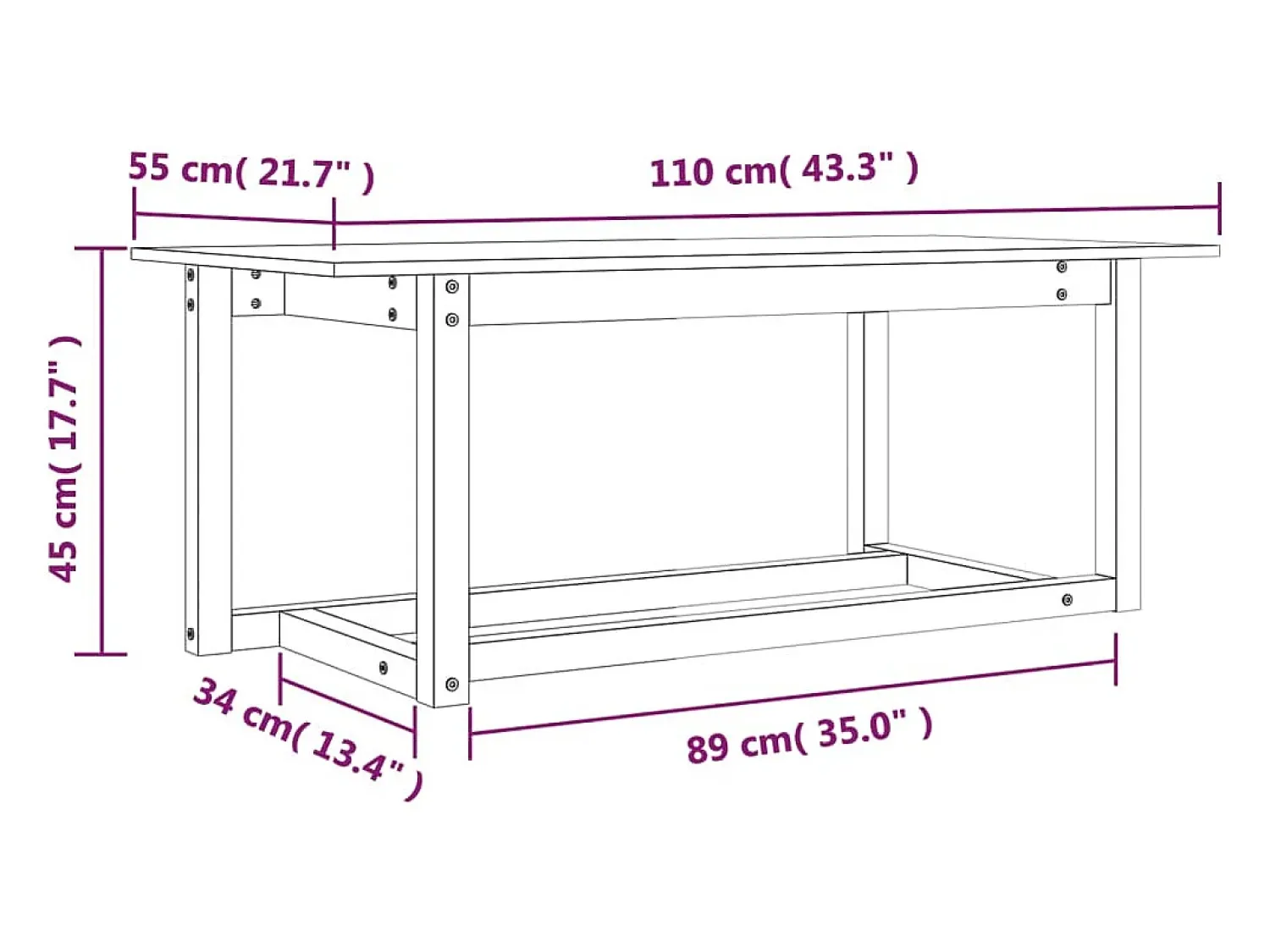 Mesa de centro | Mesa de apoio | Mesa de café 110x55x45 cm madeira de pinho maciça^ Mesa De Centro