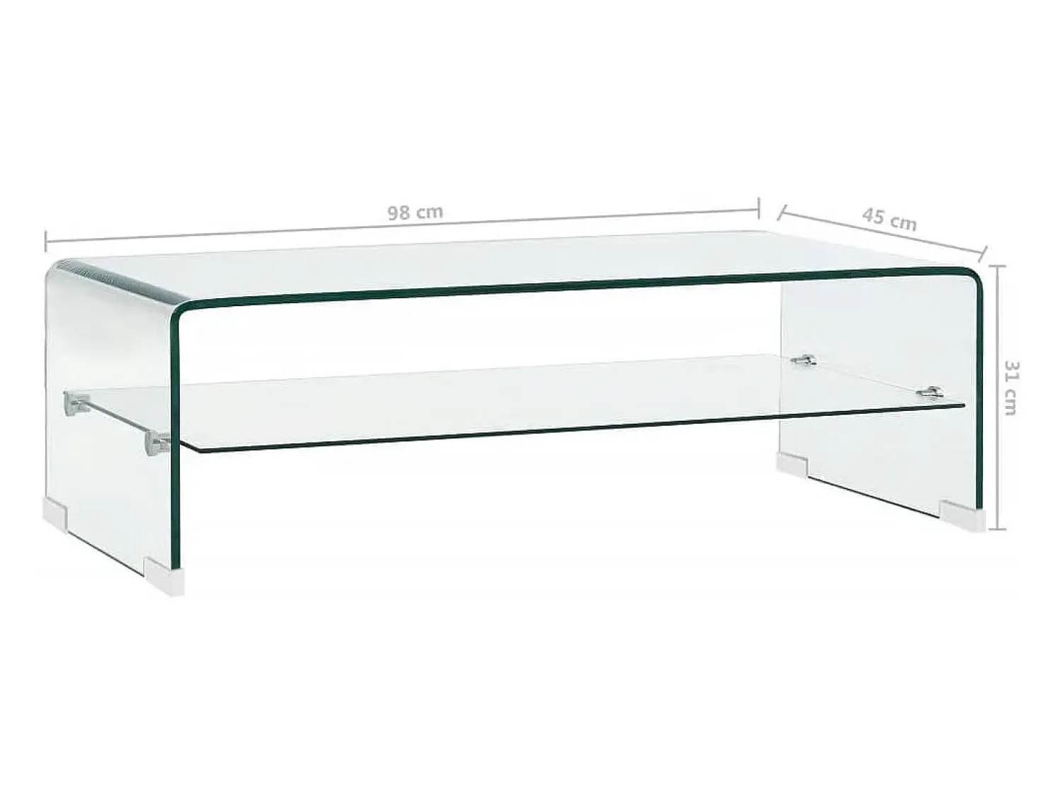 New Mesa de centro | Mesa de apoio 98x45x31 cm vidro temperado Transparente