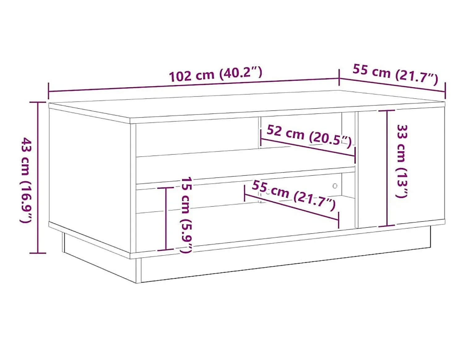 Mesa De Centro* Mesa de centro | Mesa de apoio Carvalho 102x55x43 cm Preto