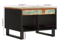 Mesa De Centro* Mesa de centro | Mesa de apoio | Mesa de café 55x50x40 cm madeira recuperada maciça Multicor