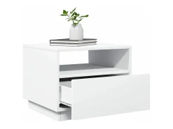 Mesa De Centro| Mesa de centro | Mesa de apoio com luzes LED 50x49x40 cm Branco