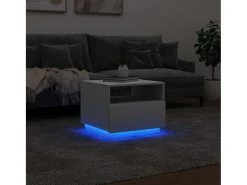 Mesa De Centro| Mesa de centro | Mesa de apoio com luzes LED 50x49x40 cm Branco
