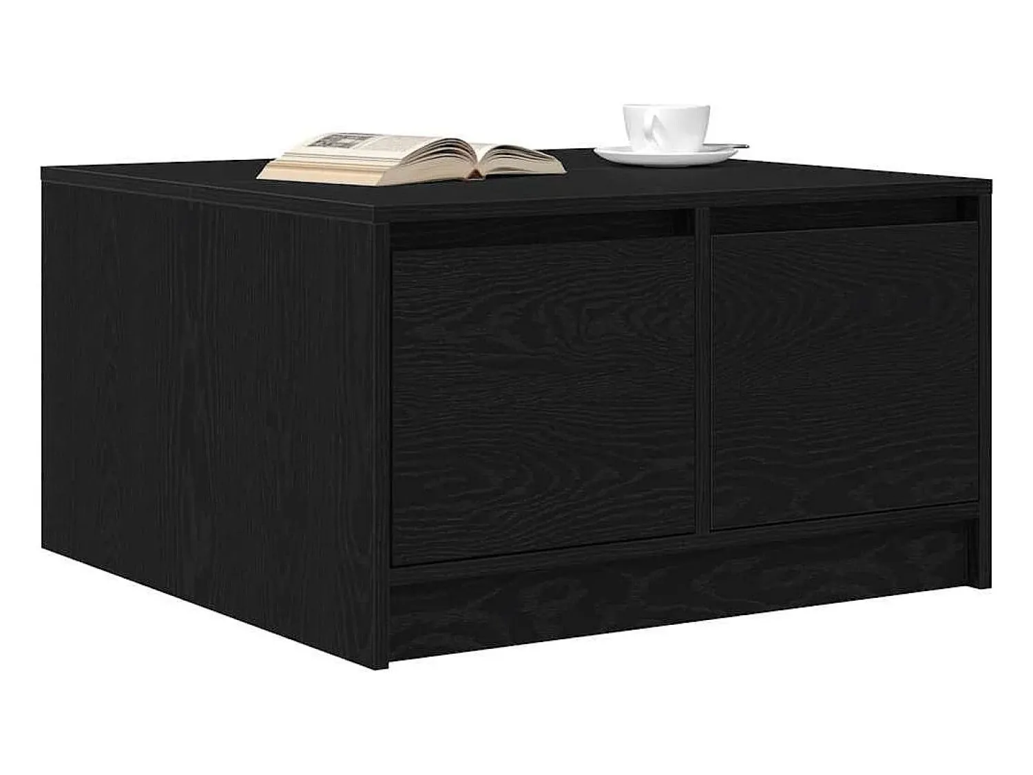 Hot Mesa de centro | Mesa de apoio com gavetas 70.5x70x40 cm carvalho Preto