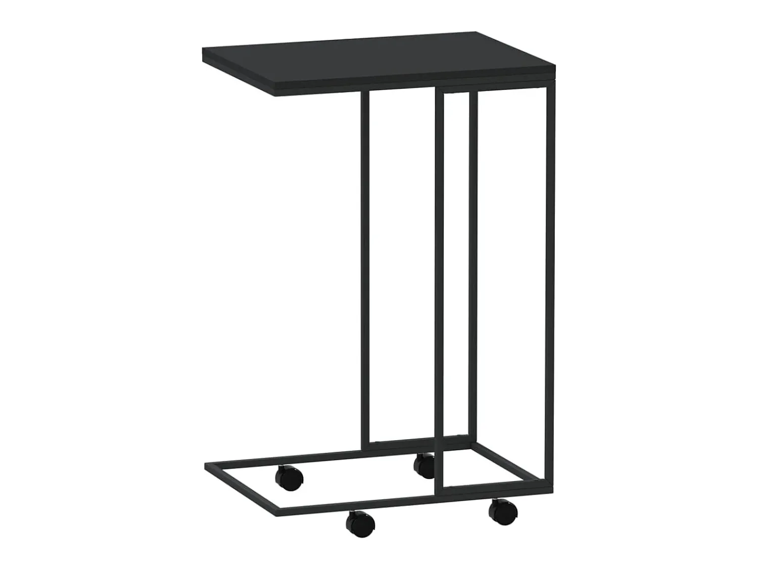 New Mesa de centro | Mesa de apoio c/ rodas 40x30x63.5cm derivados de madeira preta Preto