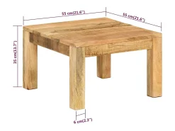 Mesa de centro | Mesa de apoio | Mesa de café 55x55x35 cm madeira de mangueira maciça^ Mesa De Centro