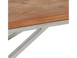 Mesa de centro | Mesa de apoio | Mesa de café aço inoxidável/madeira de acácia maciça^ Mesa De Centro