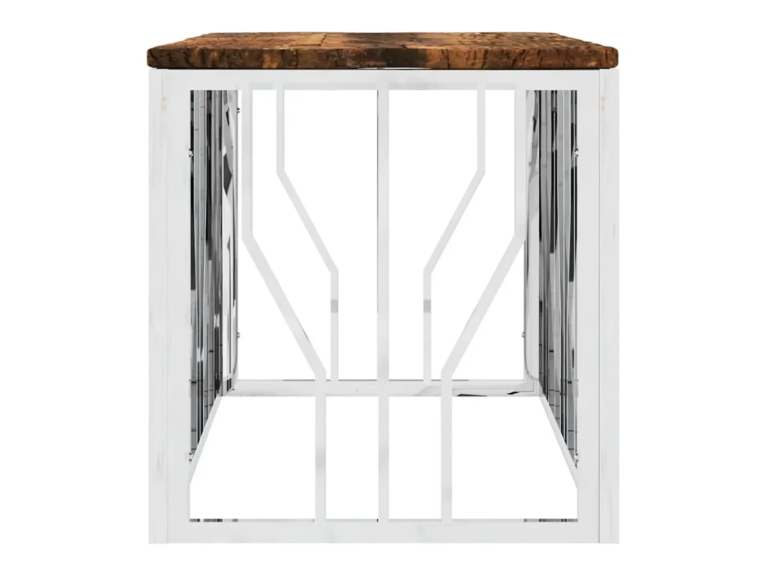 Mesa De Centro* Mesa de centro | Mesa de apoio | Mesa de café aço inoxidável e madeira recuperada maciça Prateado