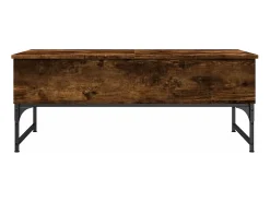 Mesa De Centro| Mesa de centro | Mesa de apoio 100x50x40cm deriv. madeira/metal carvalho fumado Castanho